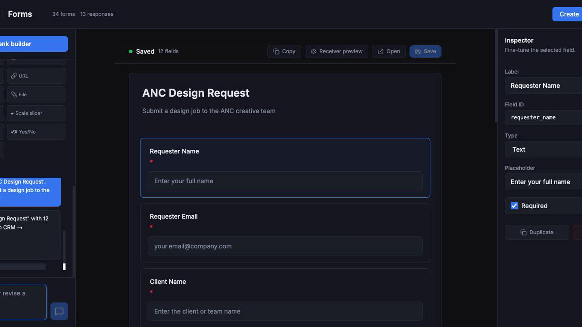 ANC Forms & AI Intake preview
